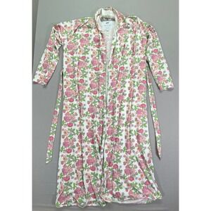 Monica + Andy Lounge Floral Maternity Robe XL Pink Green White Long Sleeve